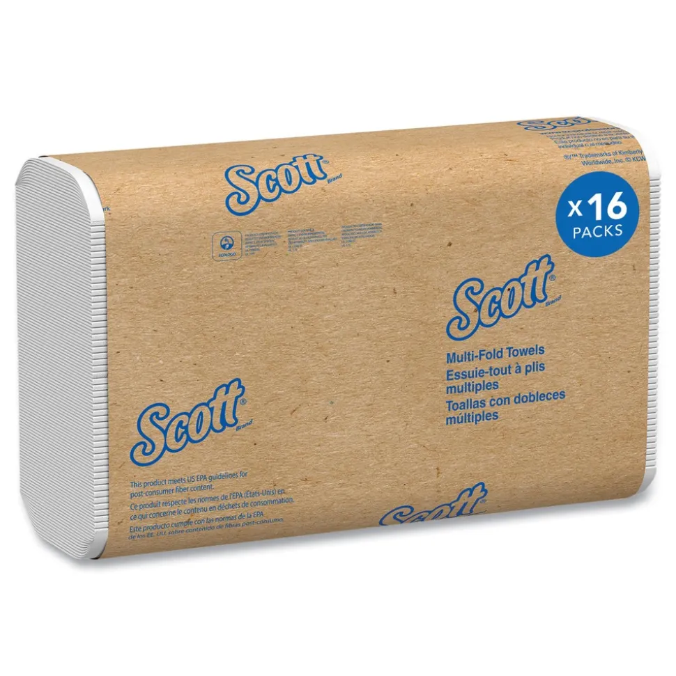 Scott Essential 1-Ply 8 in. x 9.4 in. Multi-Fold Towels - White (16/Carton)