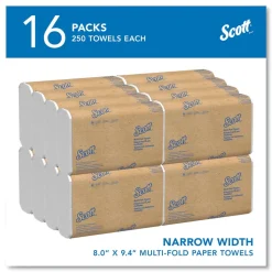 Scott Essential 1-Ply 8 in. x 9.4 in. Multi-Fold Towels - White (16/Carton)
