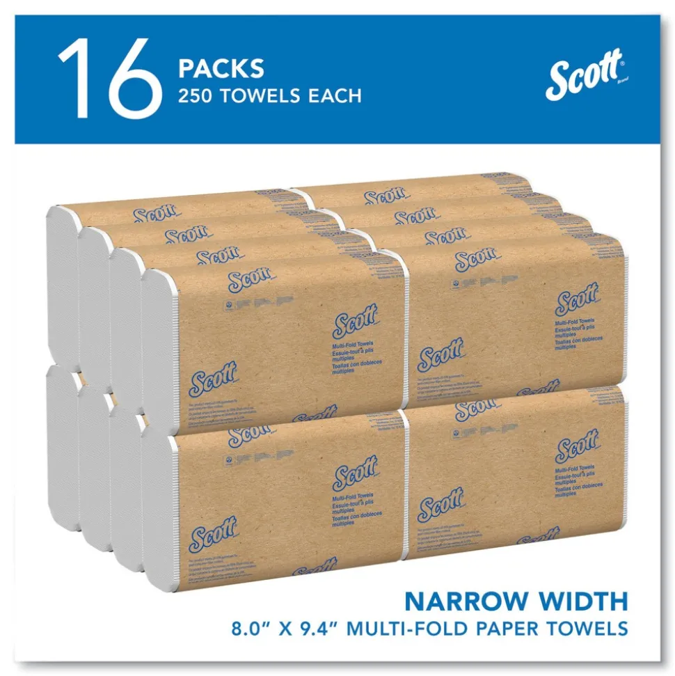 Scott Essential 1-Ply 8 in. x 9.4 in. Multi-Fold Towels - White (16/Carton)