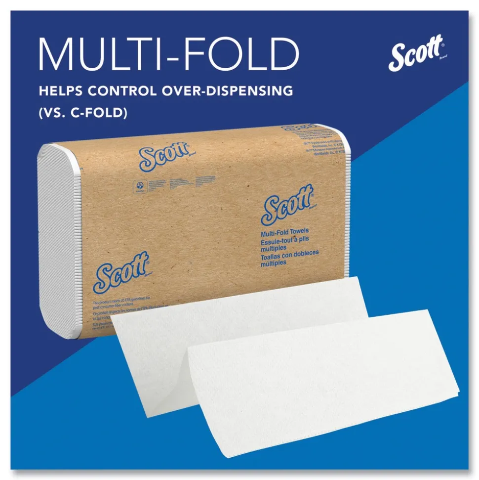 Scott Essential 1-Ply 8 in. x 9.4 in. Multi-Fold Towels - White (16/Carton)