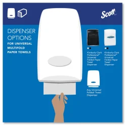 Scott Essential 1-Ply 8 in. x 9.4 in. Multi-Fold Towels - White (16/Carton)