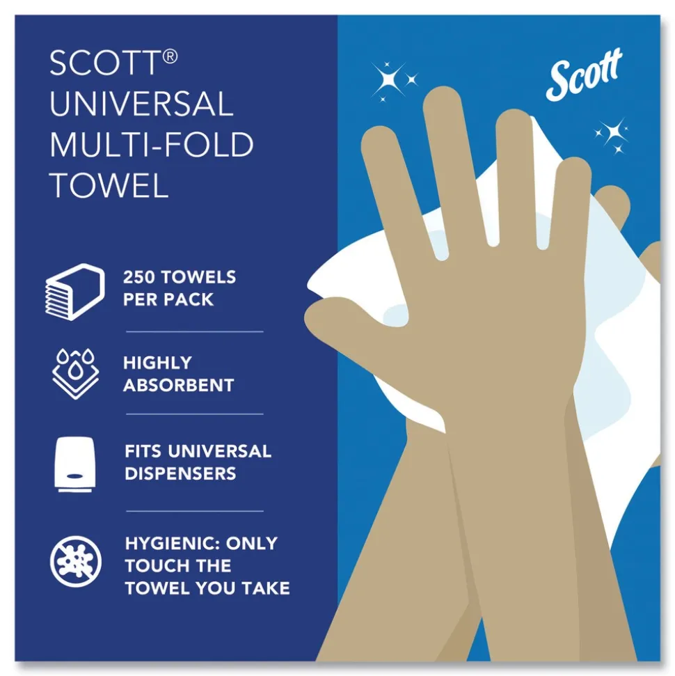 Scott Essential 1-Ply 8 in. x 9.4 in. Multi-Fold Towels - White (16/Carton)
