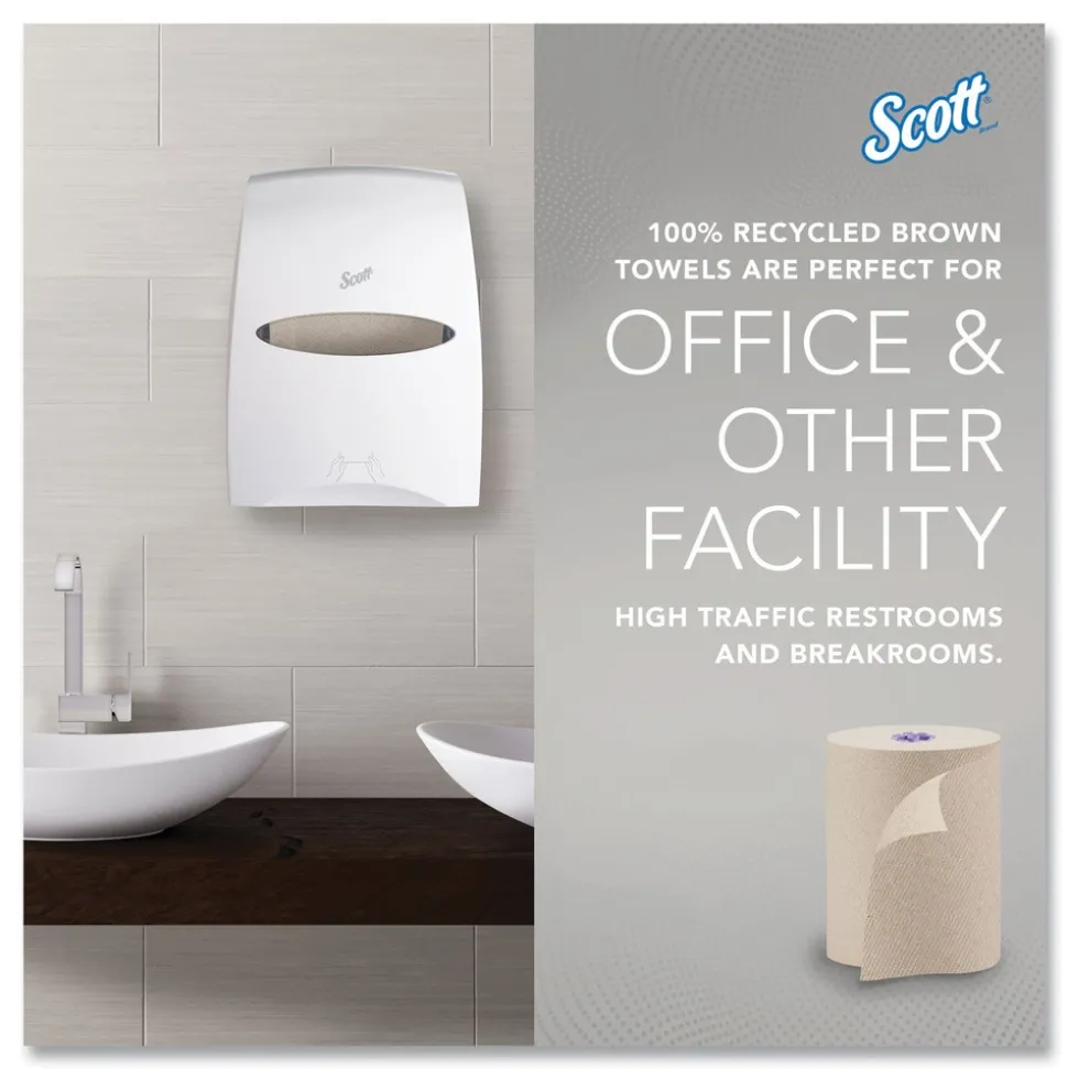 Scott Essential 1-Ply 8 in. x 700 ft. 1.75 in. Core 100% Recycled Fiber Hard Roll Towel - Brown (6/Carton)