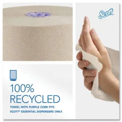 Scott Essential 1-Ply 8 in. x 700 ft. 1.75 in. Core 100% Recycled Fiber Hard Roll Towel - Brown (6/Carton)