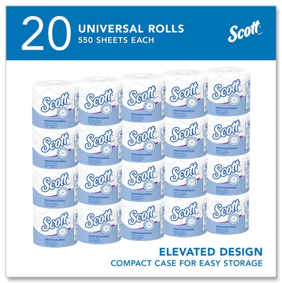 Scott Essential 2-Ply Septic Safe Convenience Carton Standard Roll Bathroom Tissue for Business - White (550/Roll, 20 Rolls/Carton)