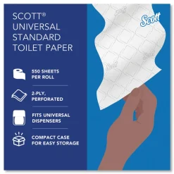 Scott Essential 2-Ply Septic Safe Convenience Carton Standard Roll Bathroom Tissue for Business - White (550/Roll, 20 Rolls/Carton)