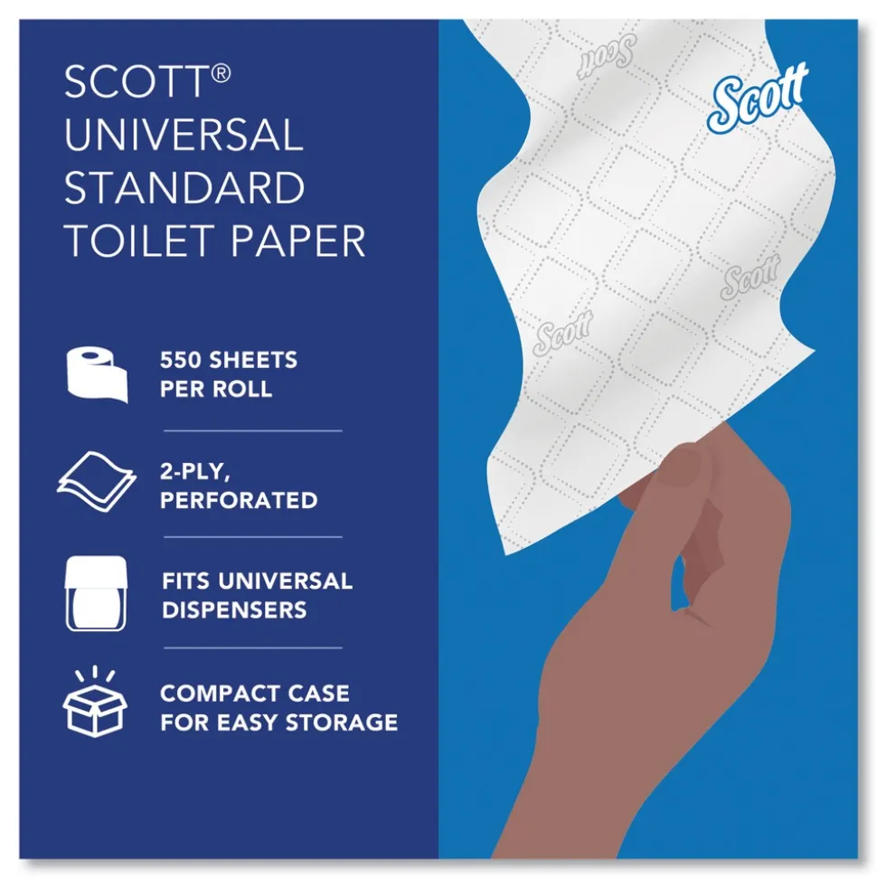 Scott Essential 2-Ply Septic Safe Convenience Carton Standard Roll Bathroom Tissue for Business - White (550/Roll, 20 Rolls/Carton)