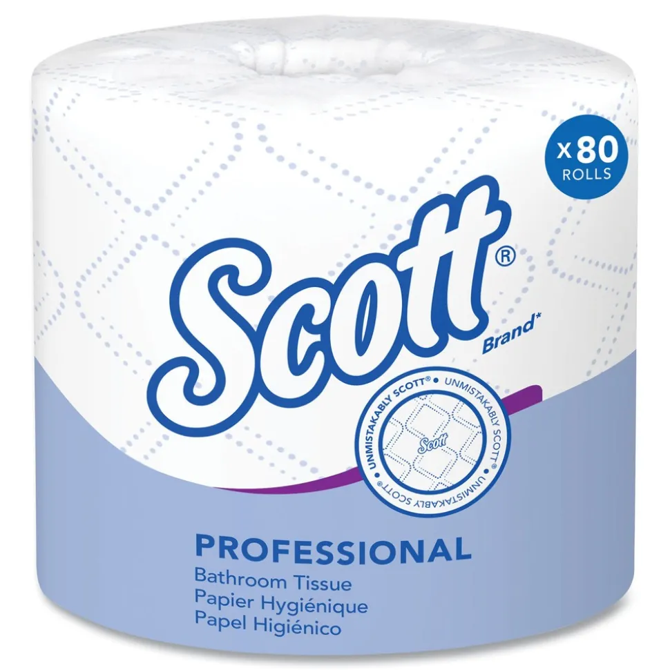 Scott Essential Standard Septic Safe 2 Ply Roll Bathroom Tissue - White (80/Carton)