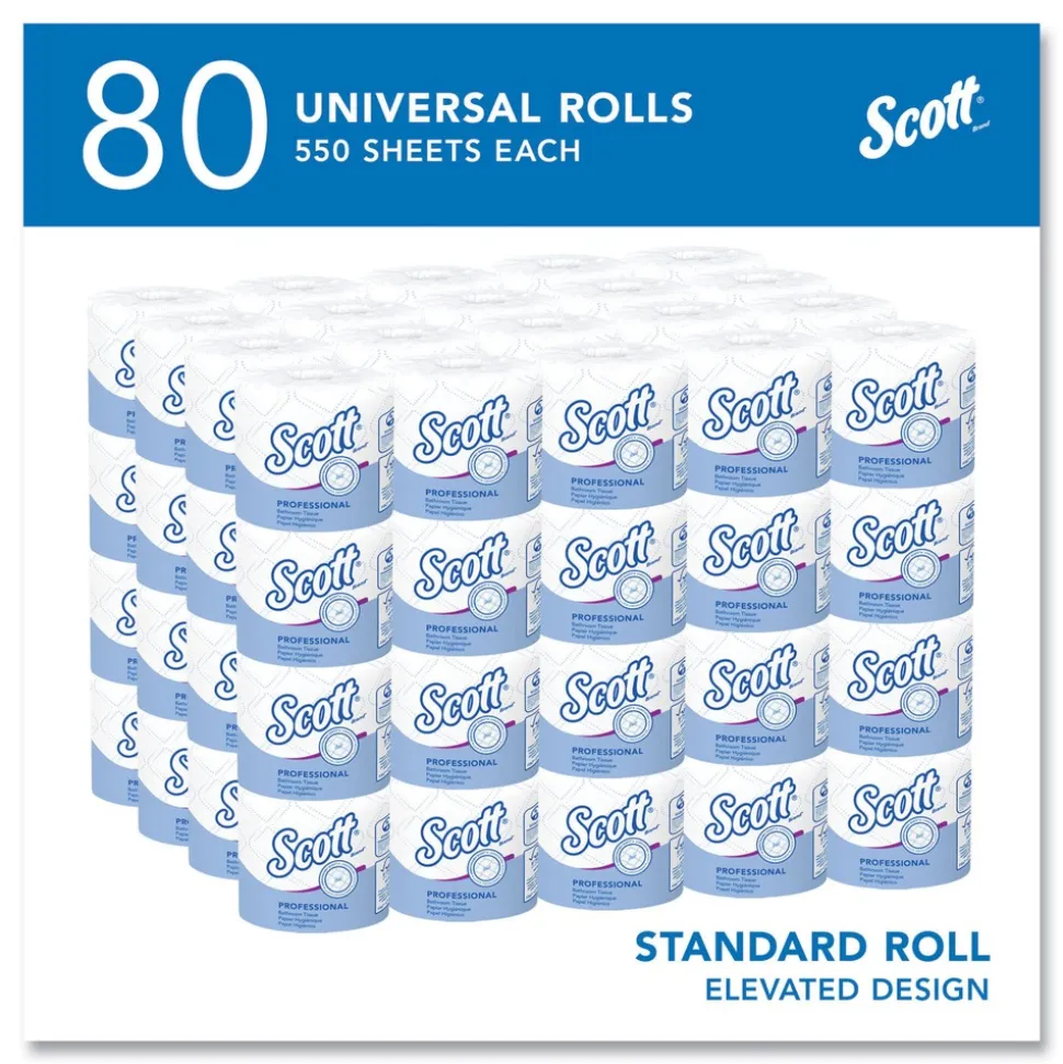Scott Essential Standard Septic Safe 2 Ply Roll Bathroom Tissue - White (80/Carton)