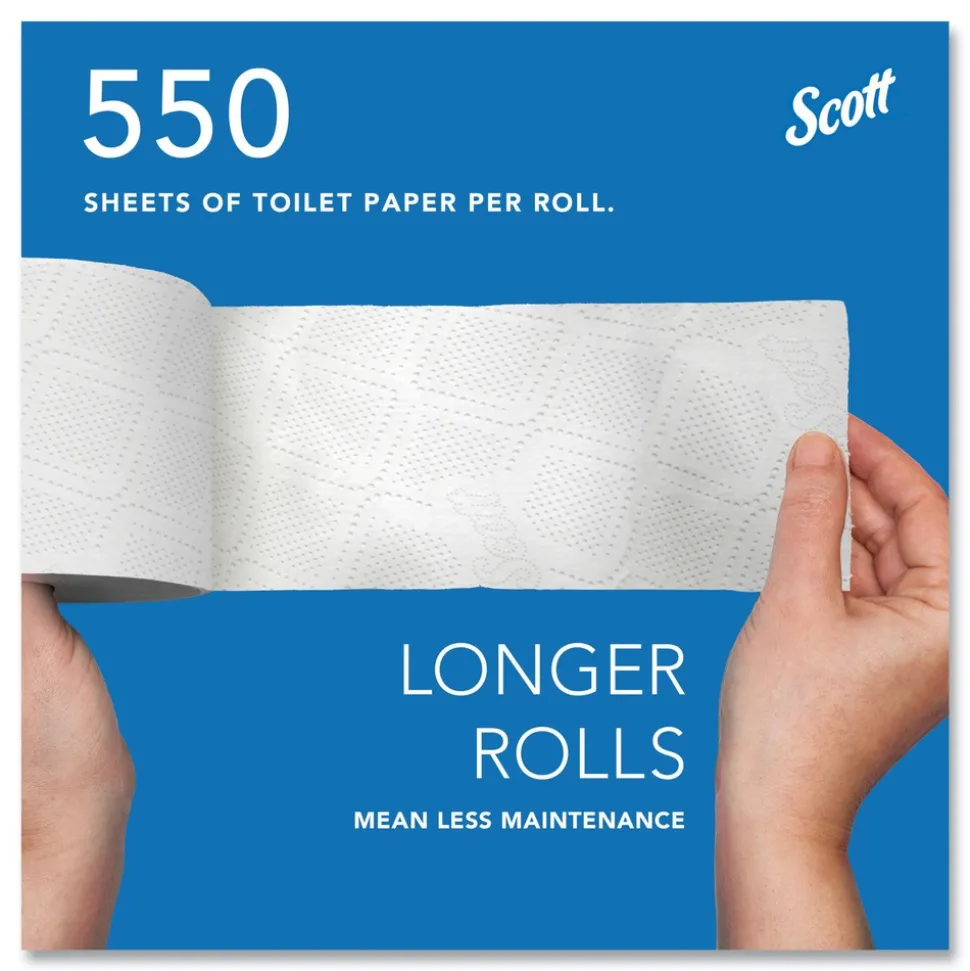 Scott Essential Standard Septic Safe 2 Ply Roll Bathroom Tissue - White (80/Carton)