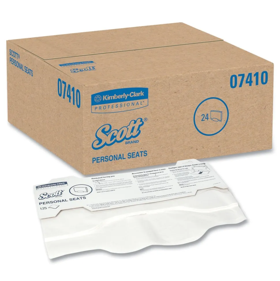 Scott Personal Seats 15 in. x 18 in. Sanitary Toilet Seat Covers - White (125/Pack)