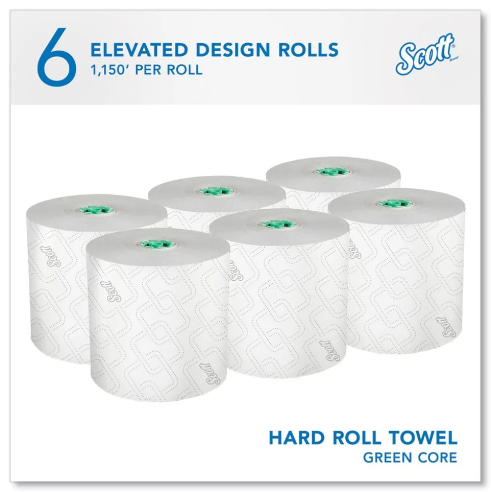 Scott 1-Ply 1150 ft. Pro Hard Roll Paper Towels with Elevated Scott Design for Scott Pro Dispenser - Green Core Only (6/Carton)