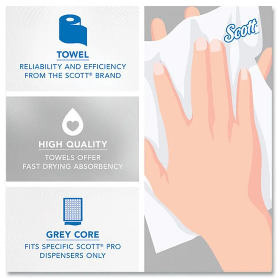 Scott 1-Ply 7.5 in. x 900 ft. Pro Hard Roll Paper Towels with Absorbency Pockets for Scott Pro Dispenser - Gray Core Only (6/Carton)