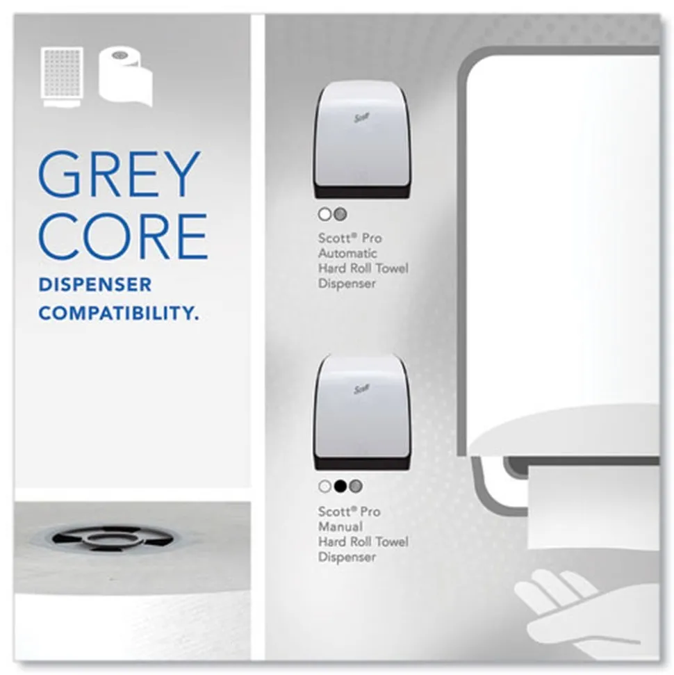 Scott 1-Ply 7.5 in. x 900 ft. Pro Hard Roll Paper Towels with Absorbency Pockets for Scott Pro Dispenser - Gray Core Only (6/Carton)