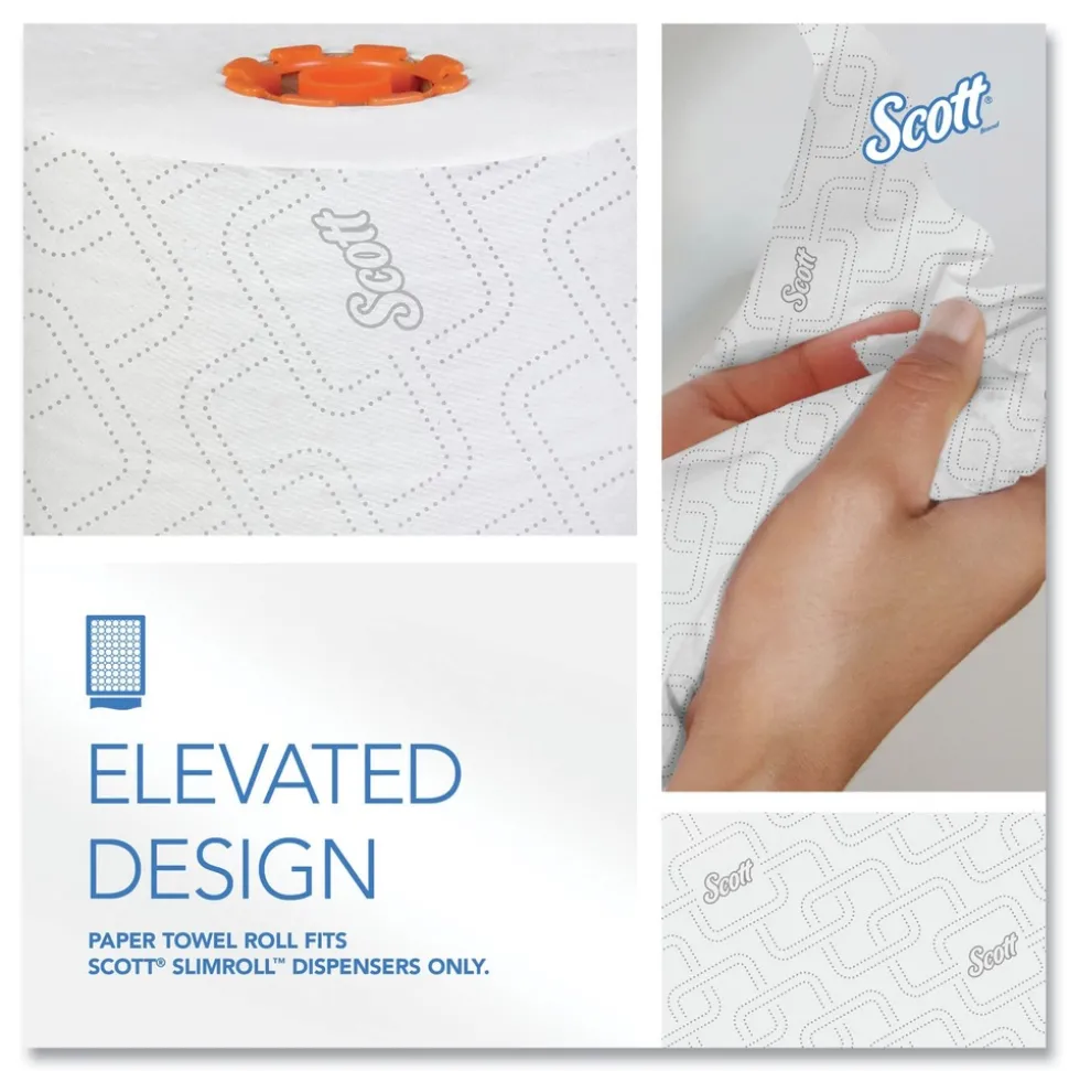 Scott 1-Ply 8 in. x 580 ft. Slimroll Towels - White/Orange Core (6/Carton)