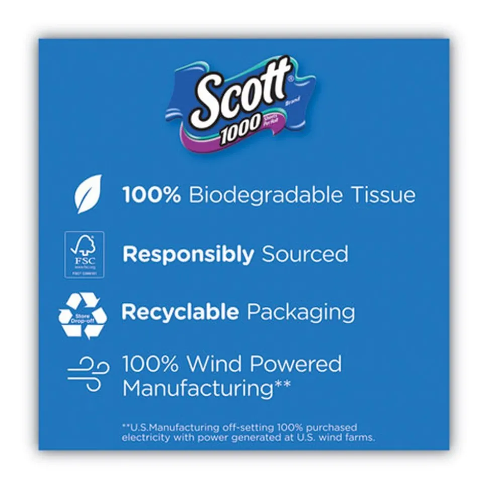 Scott 1-Ply 4.1 in. x 3.7 in. Septic Safe Toilet Paper - White (48/Carton)