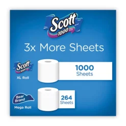 Scott 1-Ply 4.1 in. x 3.7 in. Septic Safe Toilet Paper - White (48/Carton)