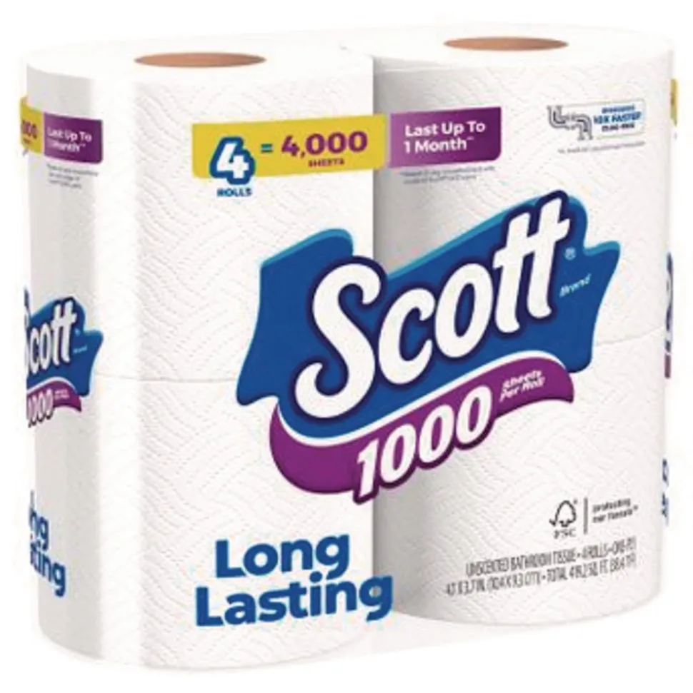 Scott 1-Ply Septic Safe Bathroom Tissue - White (12/Carton)