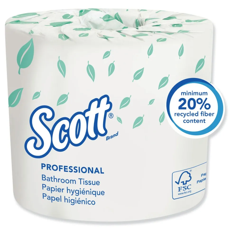Scott 2-Ply Septic Safe Essential Standard Roll Bathroom Tissue for Business - White (550/Roll)
