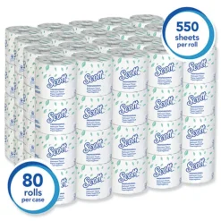 Scott 2-Ply Septic Safe Essential Standard Roll Bathroom Tissue for Business - White (550/Roll)