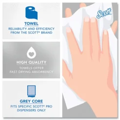 Scott Pro Hard Roll Paper Towels with Absorbency Pockets, for Scott Pro Dispenser, Green Core Only, 1-Ply, 7.5-in x 900 ft,6 Rolls/CT