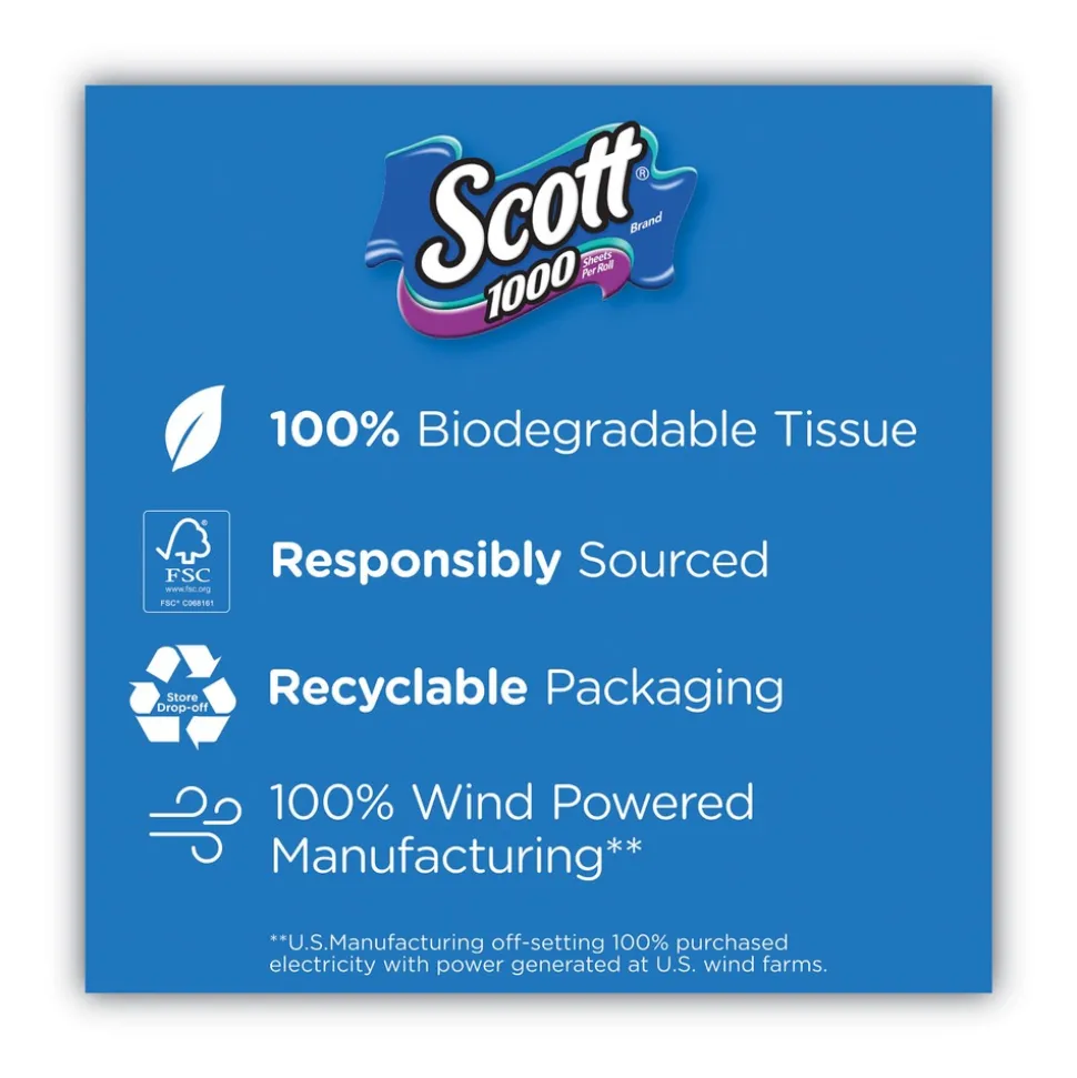 Scott Septic Safe Standard Roll Bathroom Tissue - White (1000 Sheets/Roll, 20/Pack, 2 Packs/Carton)