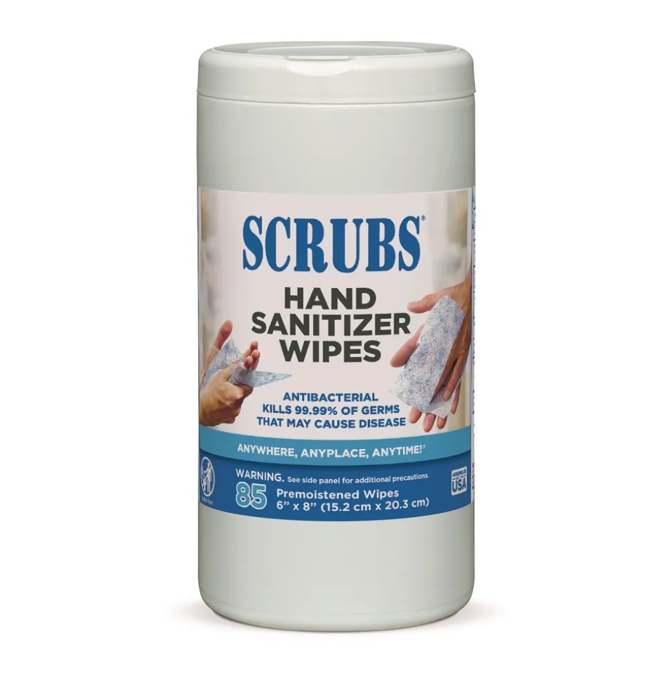 SCRUBS 90985 85/Can 6 Cans/Carton 6 x 8 Hand Sanitizer Wipes