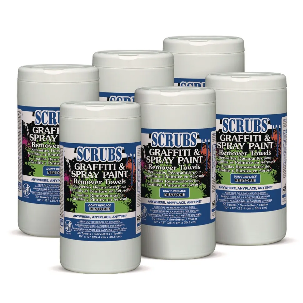 SCRUBS 10 in. x 12 in. Graffiti and Paint Remover Towels (6/Carton)