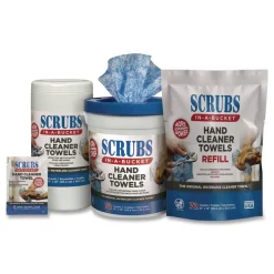 SCRUBS Hand Cleaner Towels SCRUBS in-a-Bucket Refill 1-Ply 10 x 12 Citrus Blue/White 72/Pack 6 Packs/Carton