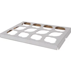 SCT 10016 9.88 in. x 13.88 in. x 0.88 in. 12-Compartments Paper Cupcake Holder Inserts - White/Brown (200/Bundle)