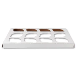 SCT 10016 9.88 in. x 13.88 in. x 0.88 in. 12-Compartments Paper Cupcake Holder Inserts - White/Brown (200/Bundle)
