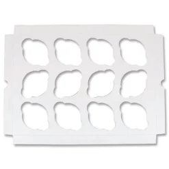 SCT 10016 9.88 in. x 13.88 in. x 0.88 in. 12-Compartments Paper Cupcake Holder Inserts - White/Brown (200/Bundle)