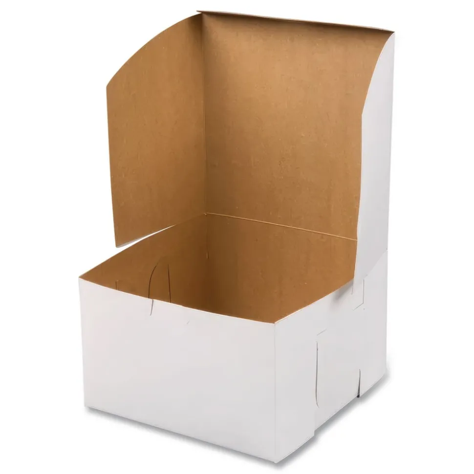 SCT 9455 8 in. x 8 in. x 5 in. One-Piece Non-Window Paper Bakery Boxes - White (100/Carton)