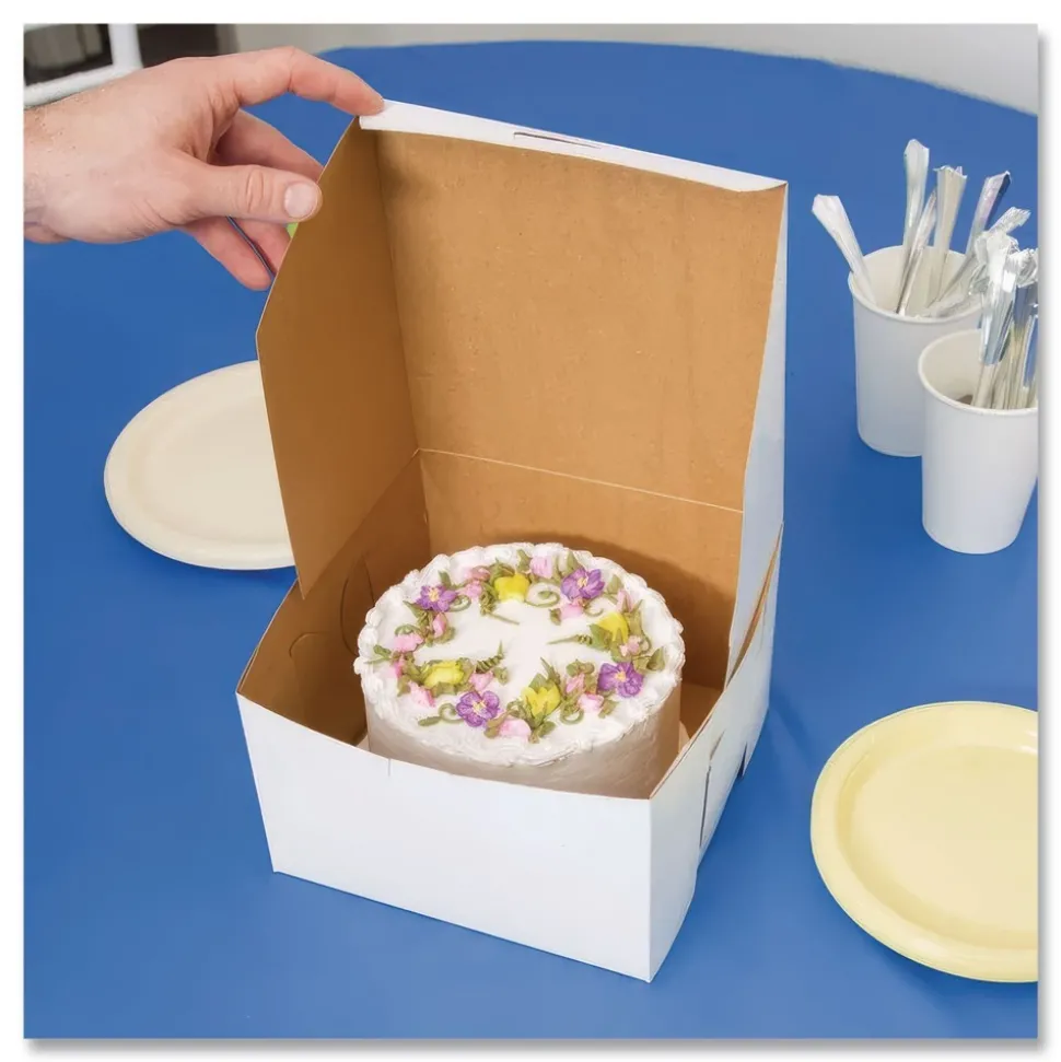 SCT 9455 8 in. x 8 in. x 5 in. One-Piece Non-Window Paper Bakery Boxes - White (100/Carton)