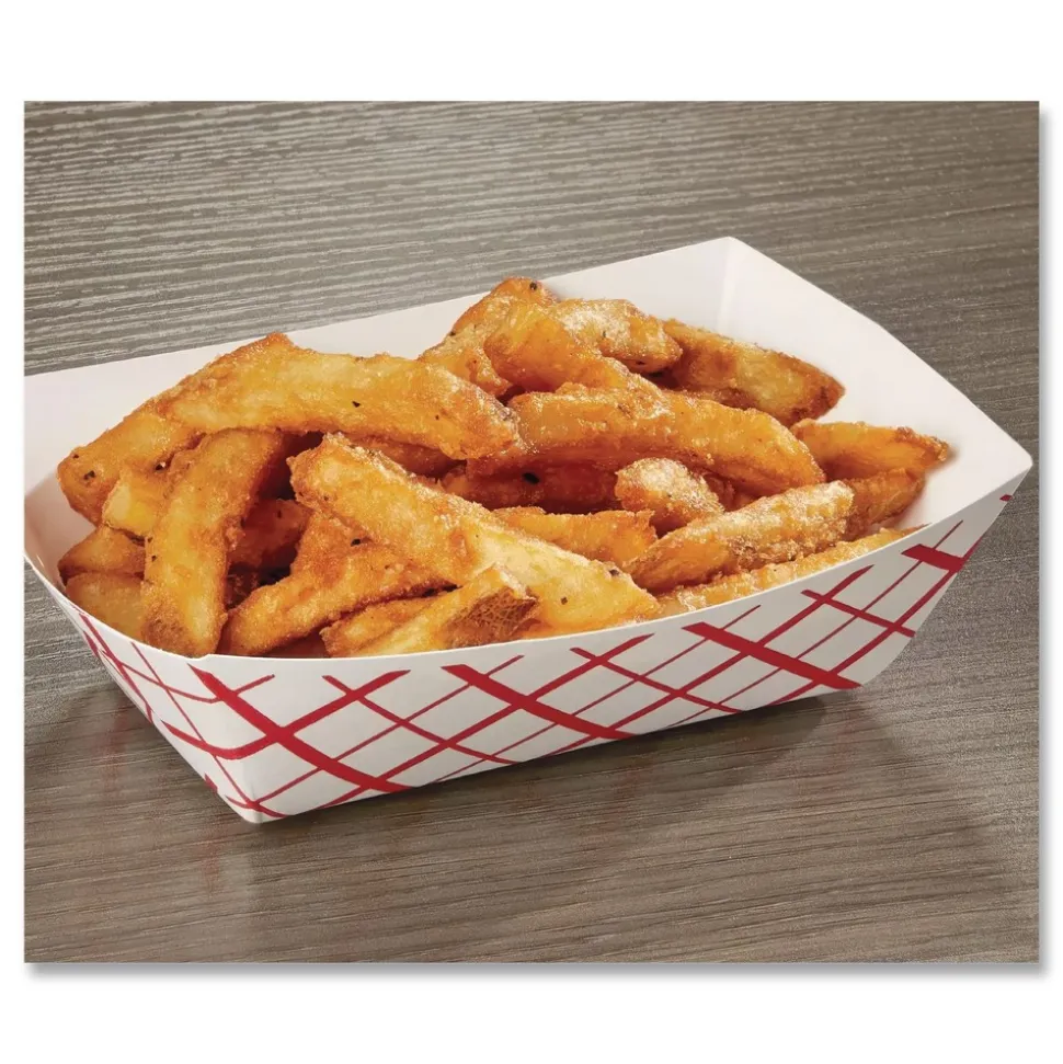 SCT 417 2 lbs. Capacity Paper Food Baskets - Red/White (1000/Carton)