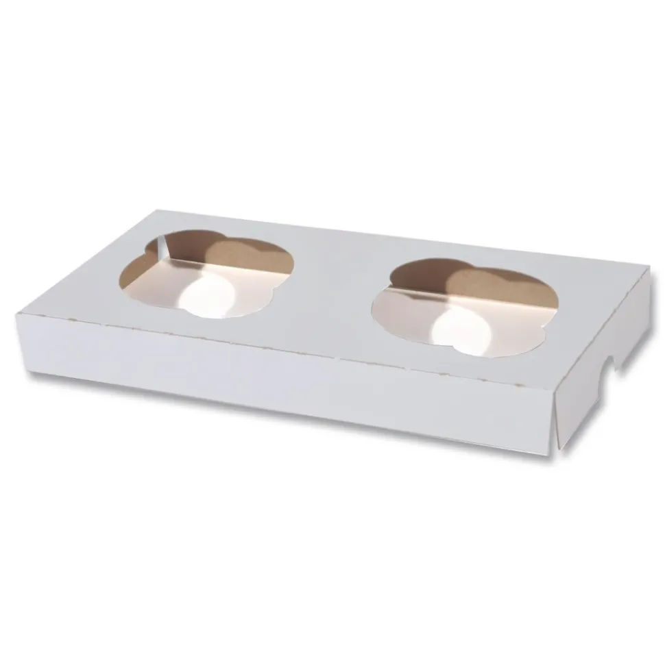 SCT 7.88 in. x 3.88 in. x 0.88 in. 2-Cupcake Paper Holder Inserts - White/Brown (200/Bundle)