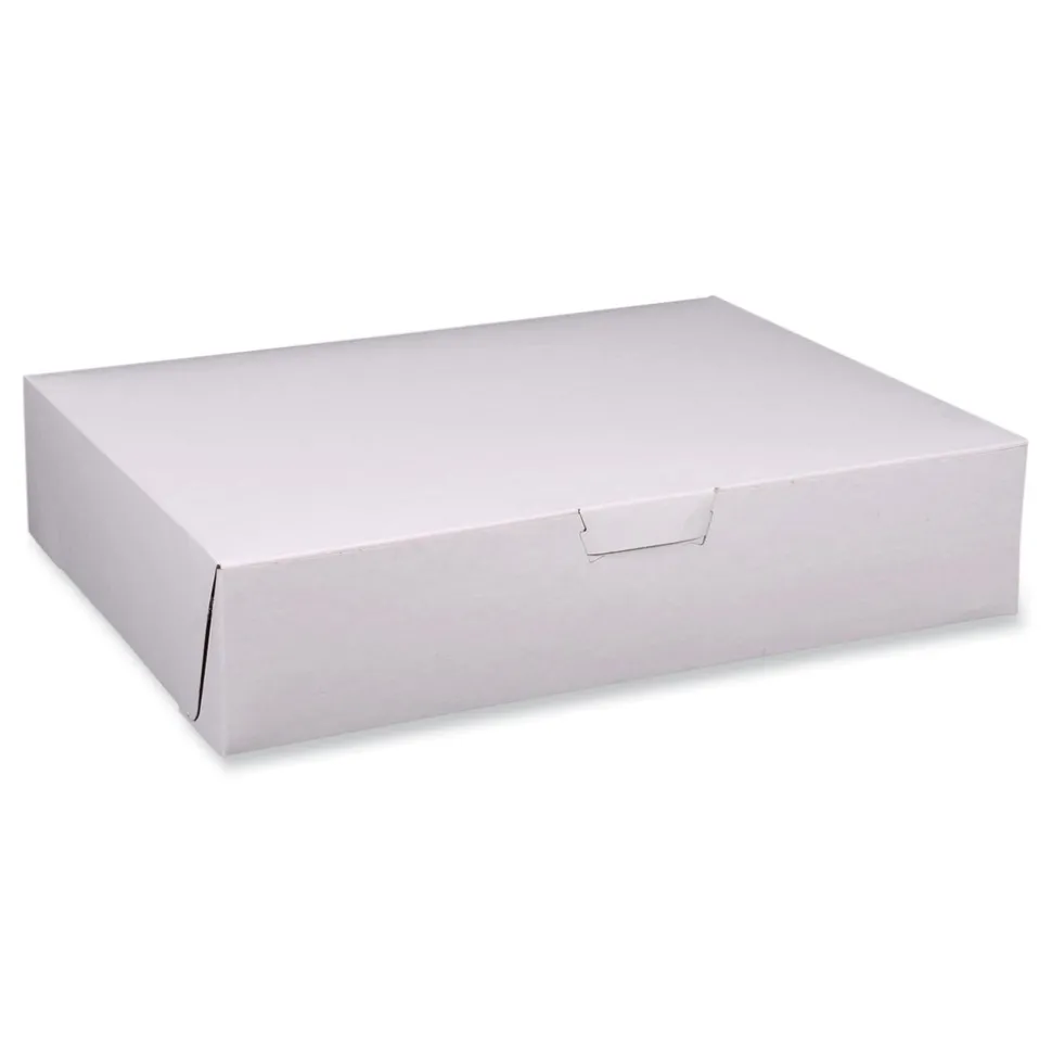 SCT 19 in. x 14 in. x 4 in. Paper Standard Bakery Boxes - White (50/Carton)