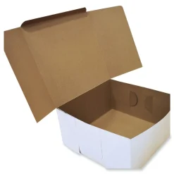 SCT 12 in. x 12 in. x 6 in. Standard Paper One-Piece Non-Window Bakery Boxes - White/Brown (50/Bundle)
