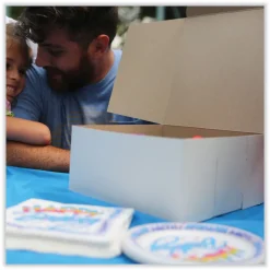 SCT 12 in. x 12 in. x 6 in. Standard Paper One-Piece Non-Window Bakery Boxes - White/Brown (50/Bundle)