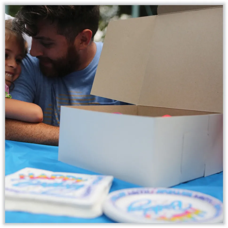 SCT 12 in. x 12 in. x 6 in. Standard Paper One-Piece Non-Window Bakery Boxes - White/Brown (50/Bundle)