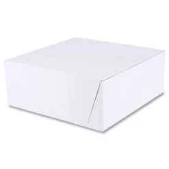 SCT 10 in. x 10 in. x 4 in. Standard Paper One-Piece Non-Window Bakery Boxes - White (100/Bundle)