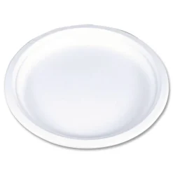 SCT ChampWare Molded Fiber Tableware, Molded Fiber Plate, 9-in dia, White, 125 Plates/Sleeve, 4 Sleeves/Carton