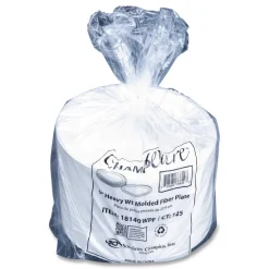 SCT ChampWare Molded Fiber Tableware, Molded Fiber Plate, 9-in dia, White, 125 Plates/Sleeve, 4 Sleeves/Carton