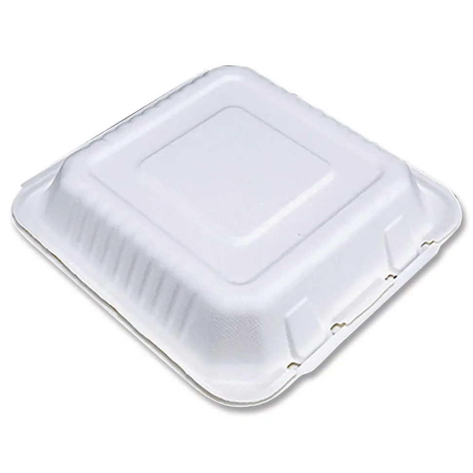 SCT ChampWare Molded-Fiber Clamshell Containers, 9 x 9 x 3, White, 100/Sleeve, 2 Sleeves/Carton