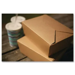 SCT SCH 0734 ChampPak 7.75 in. x 5.5 in. x 3.5 in. #4 Carryout Boxes - Kraft (160/Carton)