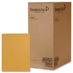 Sealed Air #000 Barrier Bubble Air Cell Cushion Self-Adhesive Closure 4 in. x 8 in. Jiffylite Self-Seal Bubble Mailer - Golden Kraft (250/Carton)