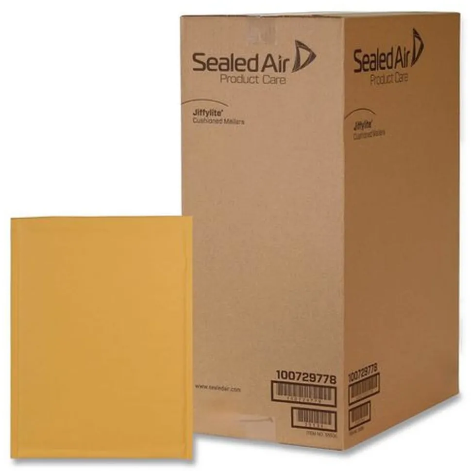 Sealed Air Jiffylite #0 Barrier Bubble Air Cell Cushion Self-Adhesive Closure Self-Seal 6 in. x 10 in. Bubble Mailer - Brown Kraft (200/Carton)