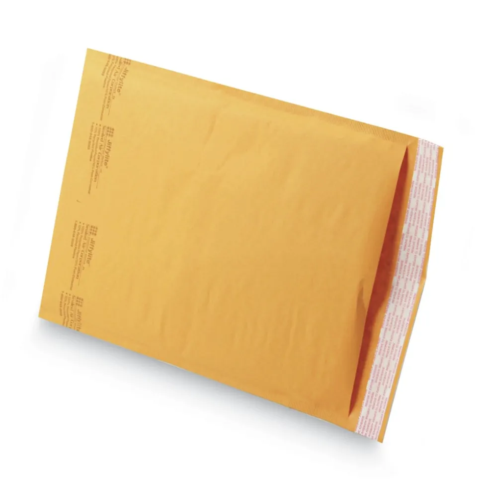 Sealed Air Jiffylite #4 Barrier Bubble Air Cell Cushion Self-Adhesive Closure Self-Seal 9.5 in. x 14.5 in. Bubble Mailer - Brown Kraft (100/Carton)