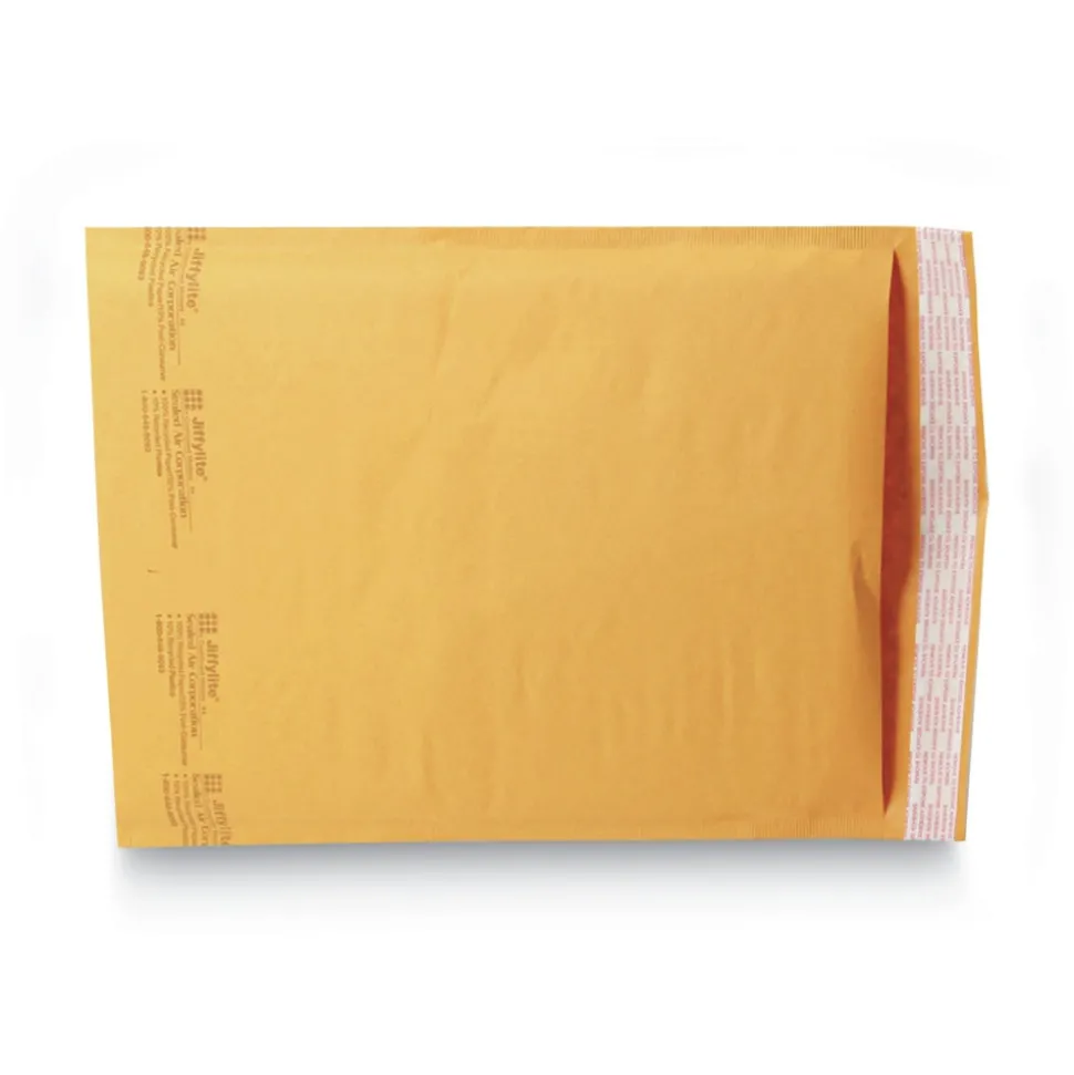 Sealed Air Jiffylite #4 Barrier Bubble Air Cell Cushion Self-Adhesive Closure Self-Seal 9.5 in. x 14.5 in. Bubble Mailer - Brown Kraft (100/Carton)