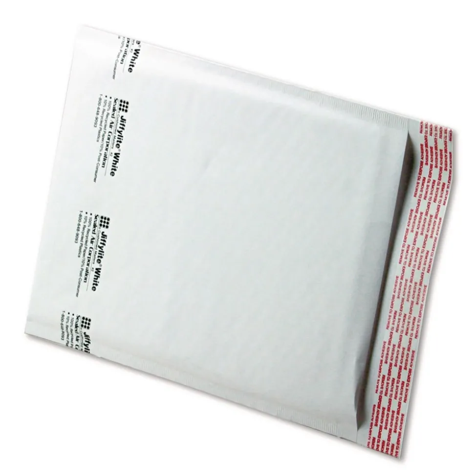 Sealed Air Jiffylite 8.5 in. x 12 in. #2 Barrier Bubble Air Cell Cushion Self-Adhesive Closure Self-Seal Bubble Mailer - White (100/Carton)